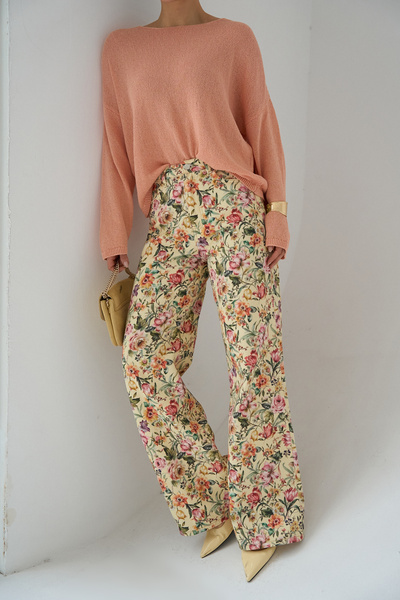 ASEDE Εισαγόμενο ύφασμα E Με έθνικ μοτίβο Τζιν παντελόνι με ψηλή μέση και φαρ...