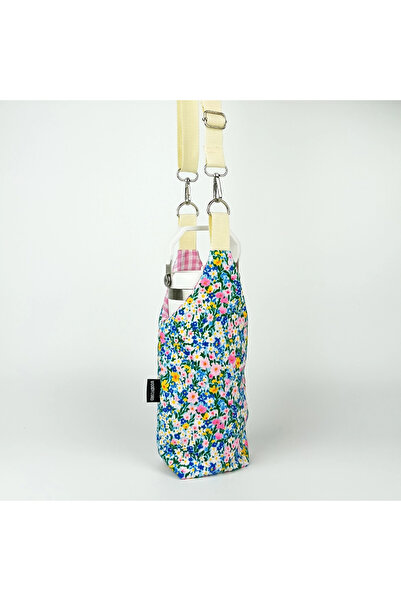 woodycord El Yapımı U-Model Sulu Boya Çiçek Desenli Termos ve Matara Kılıfı