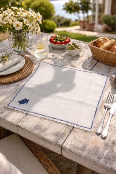 shop Marin 2'li Peçete Kaplumbağa Nakışlı Püsküllü (40x40)