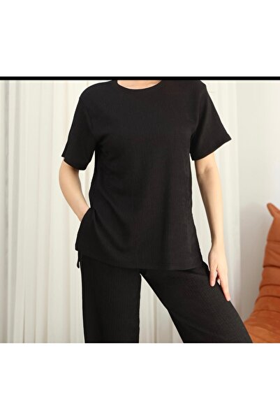 Ontu Collection Relaxed Fit Two-Piece Set with Side Slits