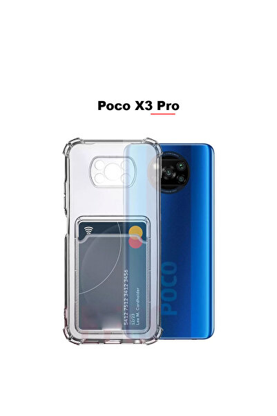 bewn Poco X3 Pro Uyumlu Kartlıklı Cüzdan Şeffaf Kenar Korumalı Köşeleri Tank ...