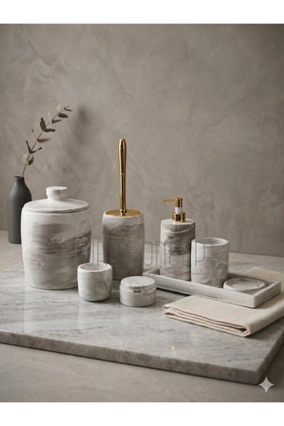 Ture Concept Set de baie din beton cu model de marmură maro