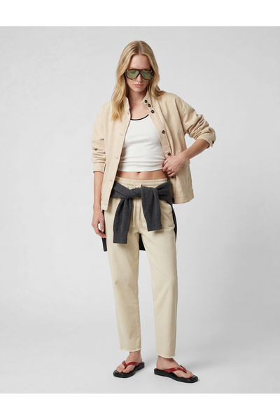 Koton Pantaloni balon din bumbac, cu croială confortabilă, cu șireturi în tal...