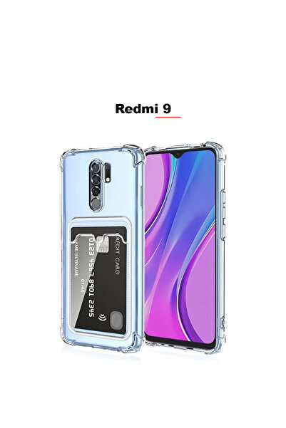 bewn Redmi 9 Uyumlu Kartlıklı Cüzdan Şeffaf Kenar Korumalı Köşeleri Tank Tele...