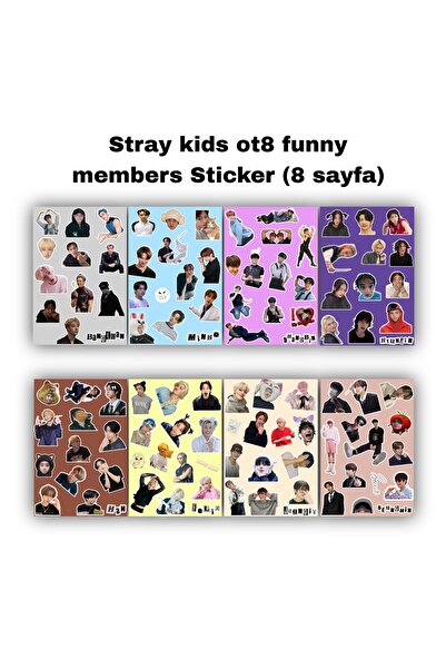Sntay Stray kids funnyy members sticker seti ot8 (8 sayfalık sticker)