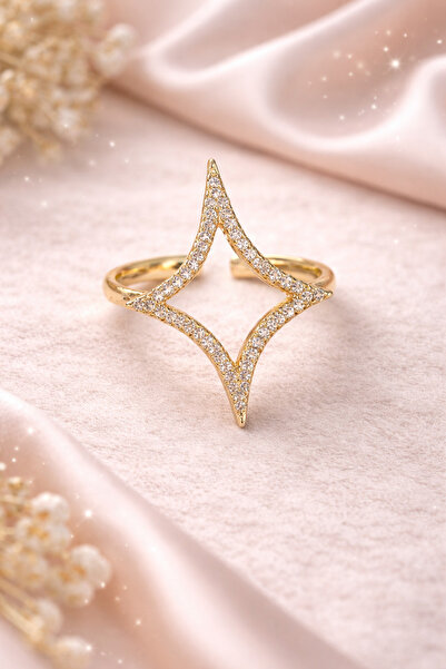 PORSE Star Model Zircon Stone Adjustable Ring with Gold and Silver Options