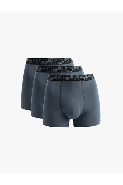 Koton Regular Fit Printed Waist Detailed Cotton 3-Piece Boxer Set