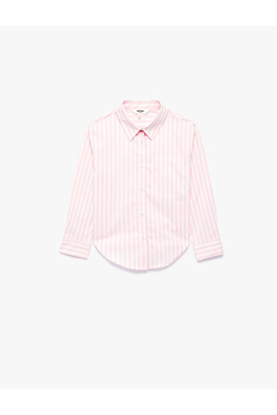 Koton Βαμβακερό μακρυμάνικο πουκάμισο με κλασικό γιακά, λεπτομέρεια τσέπης κα...