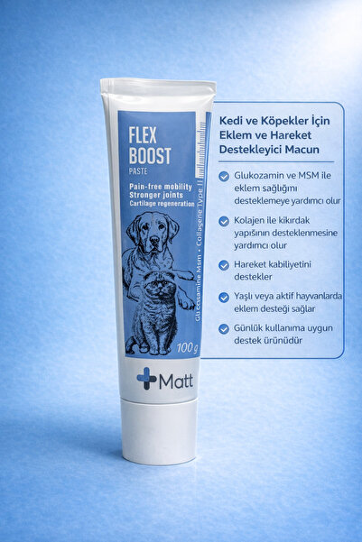 matt Flex Boost Kedi & Köpek Eklem Destekleyici Macun 100g Glukozamin MSM Kol...