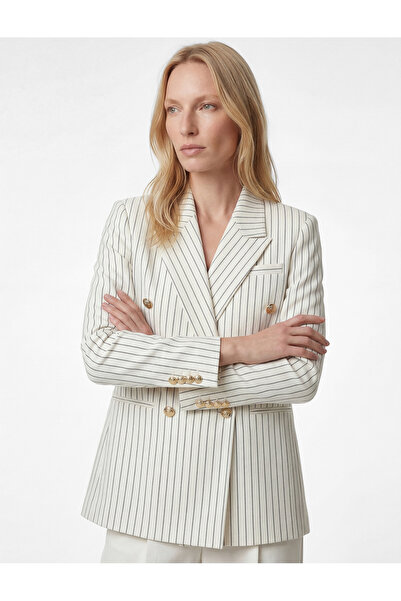 Koton Double-Breasted Collar Long Sleeve Metal Button Detailed Blazer Jacket