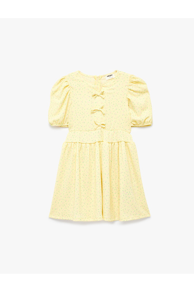 Koton Rochie cu mâneci balon, decolteu tip bicicletă și fundă