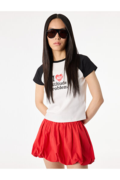 Koton Tricou din bumbac, slim fit, cu mâneci raglan scurte, decolteu tip crew...