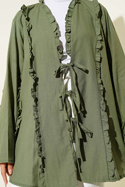 Lavanta Tekstil Kimono cu detalii de volane