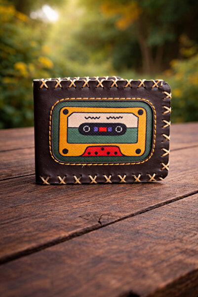 Şaşıkedi Karışık Kaset Tasarım Erkek Cüzdanı – Retro suni deri El Yapımı Cüzdan
