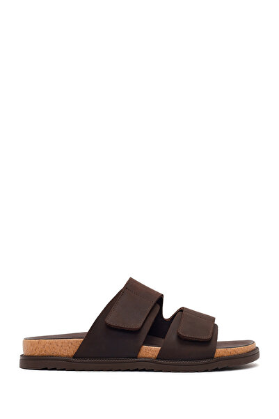 Derimod شبشب رجالي من جلد النوبوك باللون البني بشريط مزدوج 26SFD6261V3