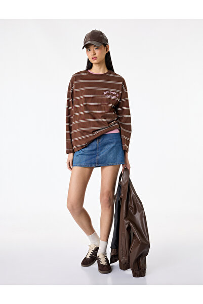 Koton Cotton Pocketed Buttoned Mini A-Line Denim Skirt