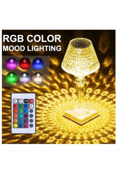 SimpluAcasa "Crystal Rose" Table Lamp, RGB LED, Touch Control, USB Rechargeab...