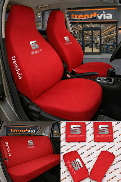 trivexa Seat Logo Auto Seat Cover Front and Rear Set – Combed Cotton Lycra Un...