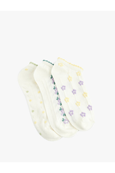 Koton Floral Cotton 3-Piece Booties Socks Set