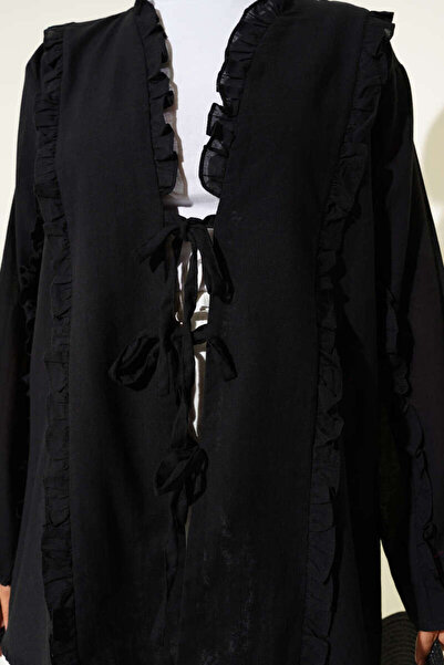 Lavanta Tekstil Kimono cu detalii de volane