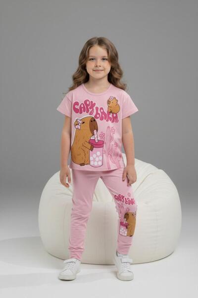 pebby Girl's Character Patterned Cotton Tracksuit Set