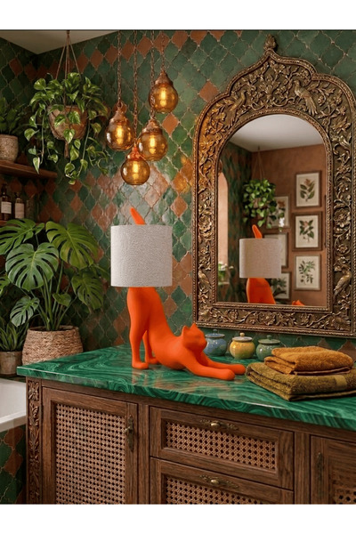 Dumledo Orange Stretching Cat Toilet Paper Holder |   Decorative Toilet Paper...