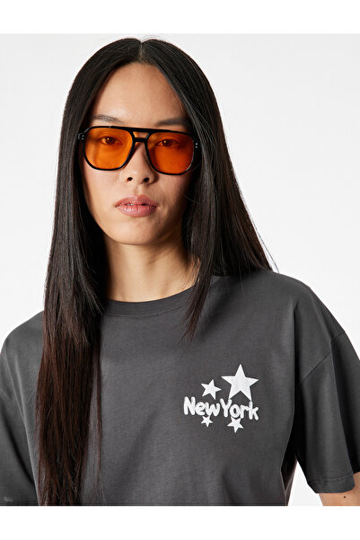 Koton Comfortable Fit Short Sleeve Crew Neck Printed Cotton T-Shirt