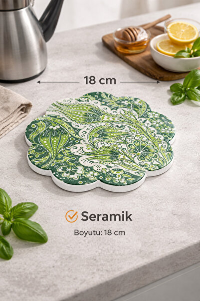KEA Seramik Nihale 18 cm Isıya Dayanıklı Kaymaz Taban Dekoratif Mutfak Tencer...