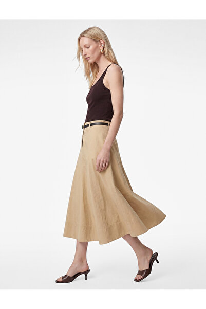 Koton Cotton Belt Detailed Midi Flared Skirt