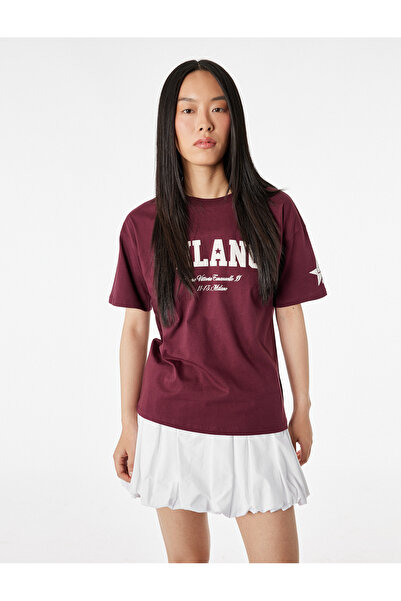 Koton Βαμβακερό μπλουζάκι με στάμπα, κοντό μανίκι, άνετη εφαρμογή και λαιμόκο...