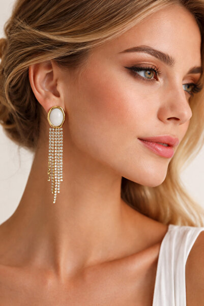 King Bee Cascade Series Women's White Enamel Embellished Dangle Luxury Zircon...