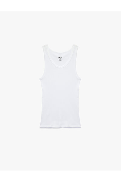 Koton Comfortable Fit Ribbed Sleeveless U-Neck Cotton Undershirt