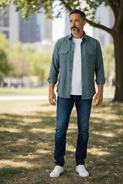 EREN STYLE Linen Classic 100% Cotton Long Sleeve Anti-Sweat Shirt