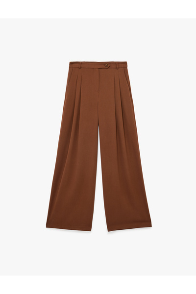 Koton Pile Detailed Palazzo Trousers with Pockets