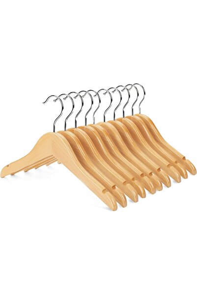 Arabest Kids Wooden Hangers with Notched Rust Resistant Chrome Plated Hooks S...