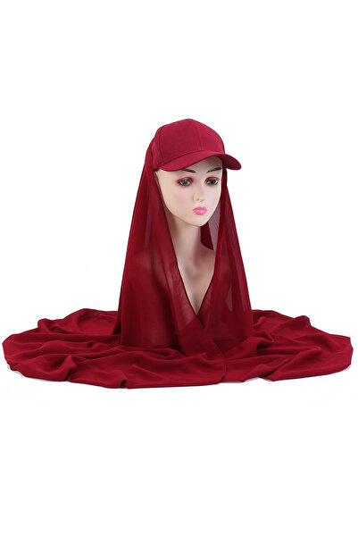 FridayIn قبعة بيسبول أنيقة من الشيفون بقطعة واحدة مع وشاح للحماية من الشمس