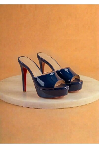 Tarz Topuklar Dylan Women's Navy Blue Patent Leather Special Design Thin Heel...