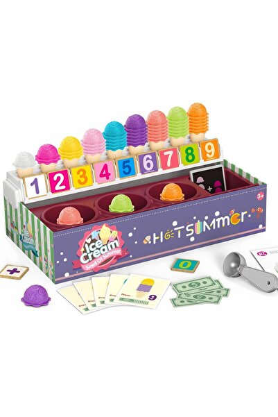 Toybox مجموعة ألعاب تعليمية مبكرة لعد الآيس كريم وفرز الألوان وتكديسه وتعلم ا...
