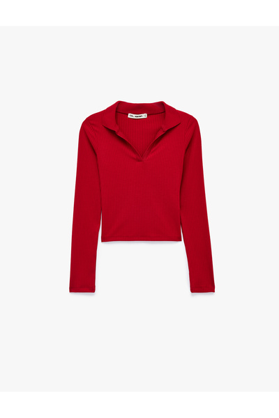 Koton Тениска с дълъг ръкав, вталена, с поло яка