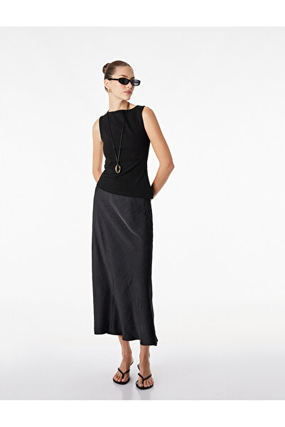 Koton Normal Waist Flared Midi Satin Skirt