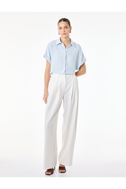 Koton Πουκάμισο Aerobin από ύφασμα με κοντά μανίκια και oversized εφαρμογή