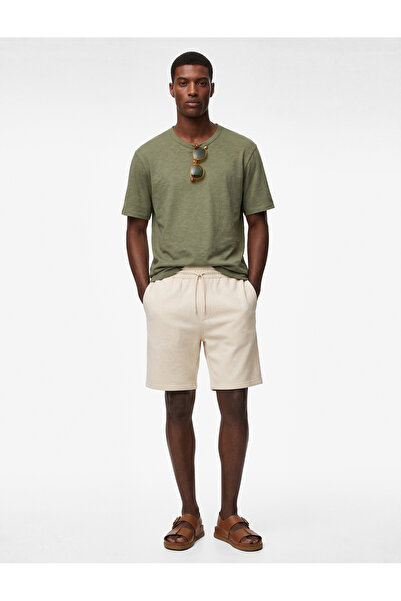 Koton Cotton Pocket Detailed Printed Bermuda Shorts with Tie Waist and Drawst...