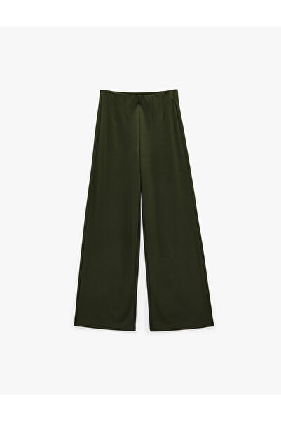Koton Viscose Blend High Waist Long Wide Leg Pants