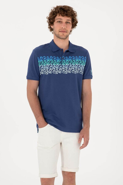 U.S. Polo Assn. تي شيرت كارك للرجال ذو ياقة بولو باللون الأزرق الداكن 2104441