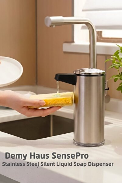 Demy Haus موزع الصابون السائل من سينس برو مع مستشعر من الفولاذ المقاوم للصدأ