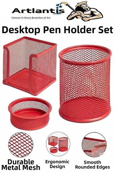 Artlantis Desktop Mesh Pen Holder Set 3 Pieces 1 Pack of 3 Desktop Organizer ...