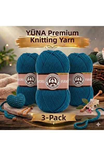 Ören Bayan Kristal 3-Pack Very Fine Knitting Yarn 101 Petrol Blue