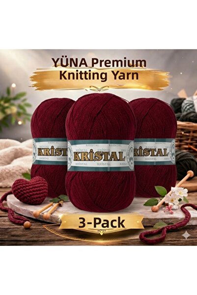 Ören Bayan خيط حياكة كريستال 3 عبوات متعدد الاستخدامات 035 أحمر داكن