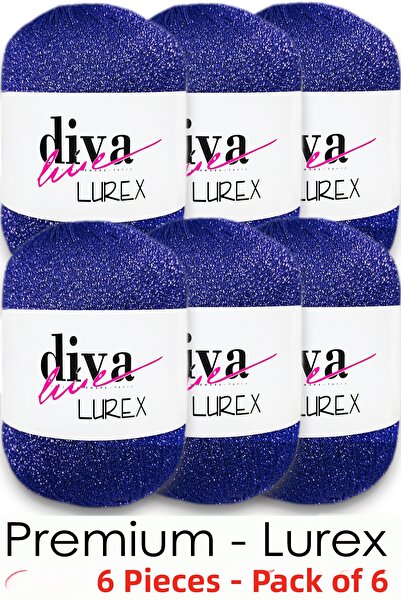 Diva İplik Lurex Premium - 23 Ζωηρόχρωμο μπλε κοβαλτίου (Συσκευασία των 6)