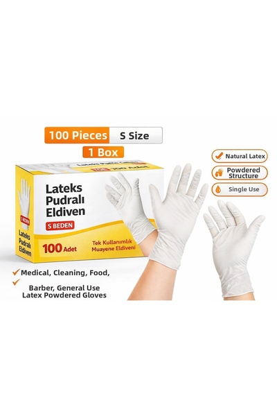 sylar Latex Powdered Gloves Size S 1 Box of 100 Disposable Examination Gloves...